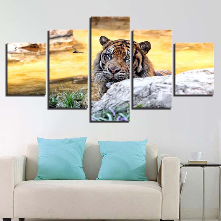 Sunset Animal Tiger - Canvas Wall Art Painting | Bowlift