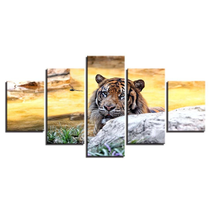 Sunset Animal Tiger - Canvas Wall Art Painting | Bowlift