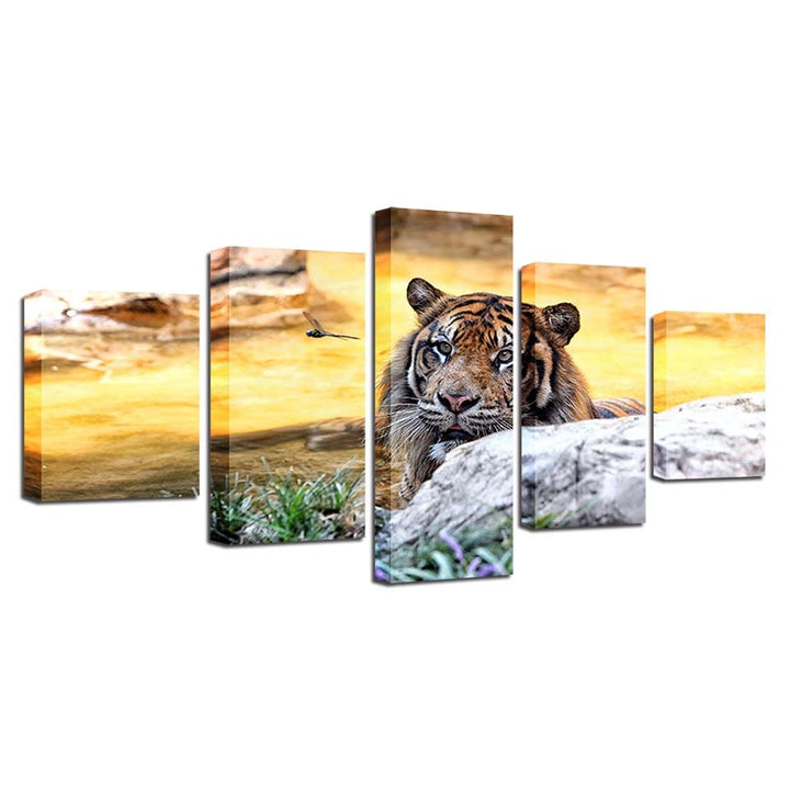 Sunset Animal Tiger - Canvas Wall Art Painting | Bowlift