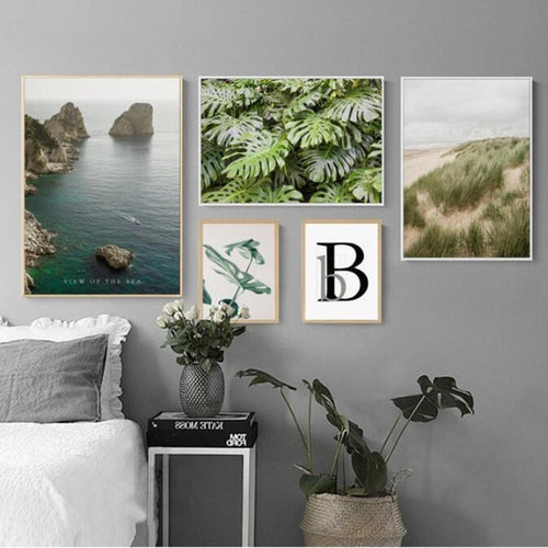 Modern Refreshing Landscape Green Leaves - Canvas Wall Art Painting | Bowlift