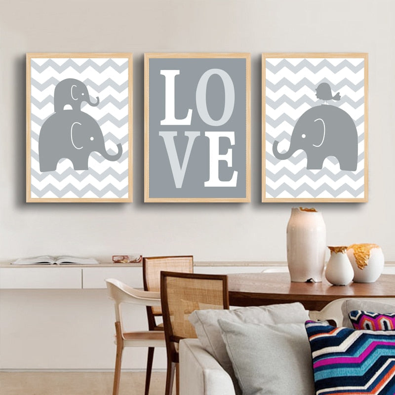 Sweet Elephants - Canvas Wall Art Painting | Bowlift