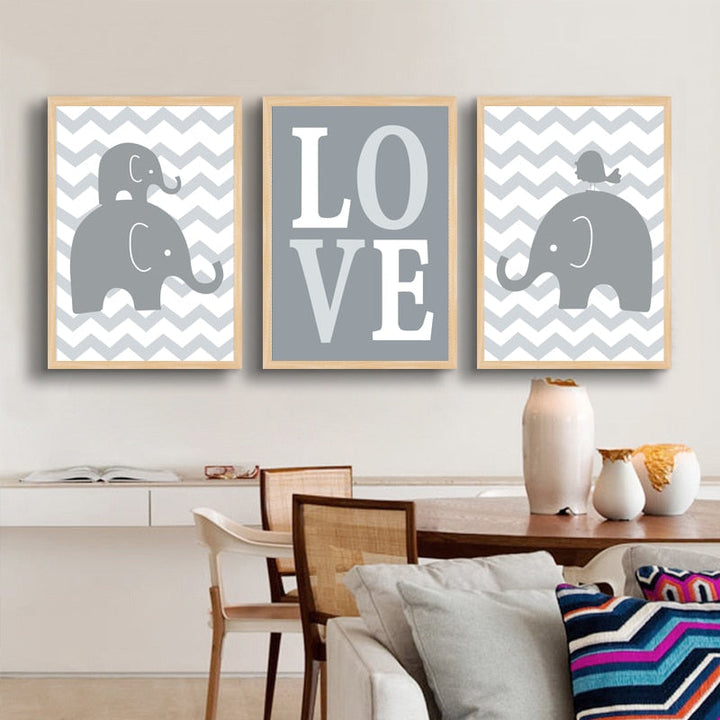 Sweet Elephants - Canvas Wall Art Painting | Bowlift
