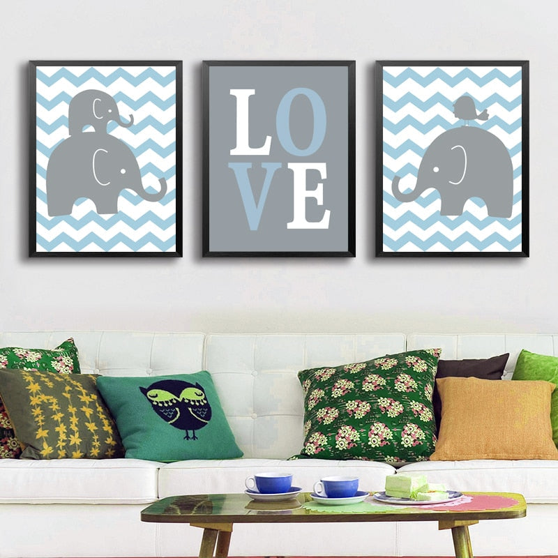 Sweet Elephants - Canvas Wall Art Painting | Bowlift