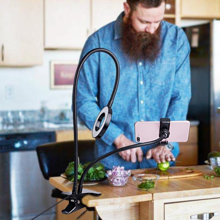 BowLift | 2 In 1 live streaming Phone Holder With LED Selfie Ring Light