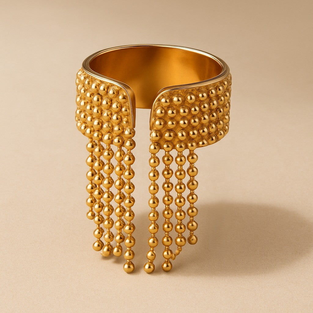 BowLift | 18K Gold Tassel Statement Adjustable Ring