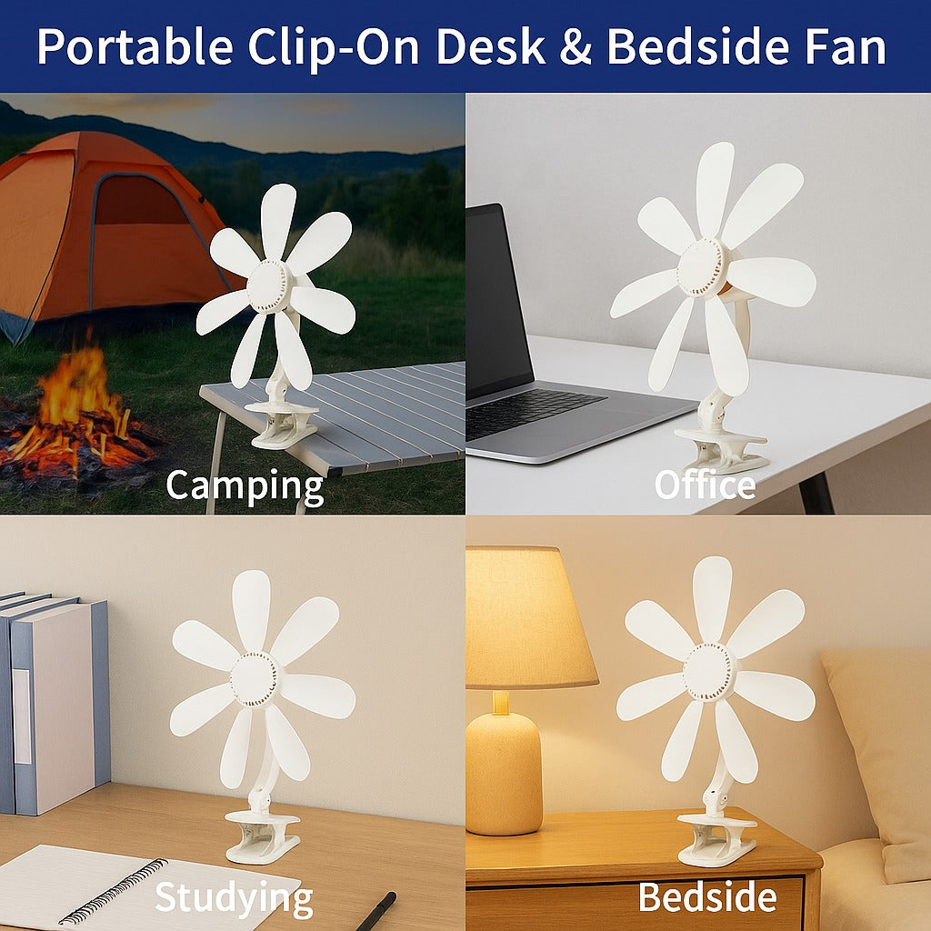 BowLift | Portable Clip-On Desk & Bedside Fan