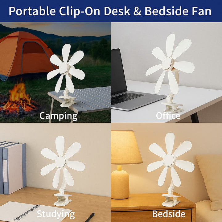 BowLift | Portable Clip-On Desk & Bedside Fan