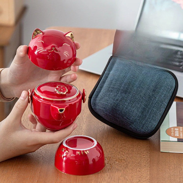 BowLift | Luck Cat Ceramic Quick Cup Tea Set