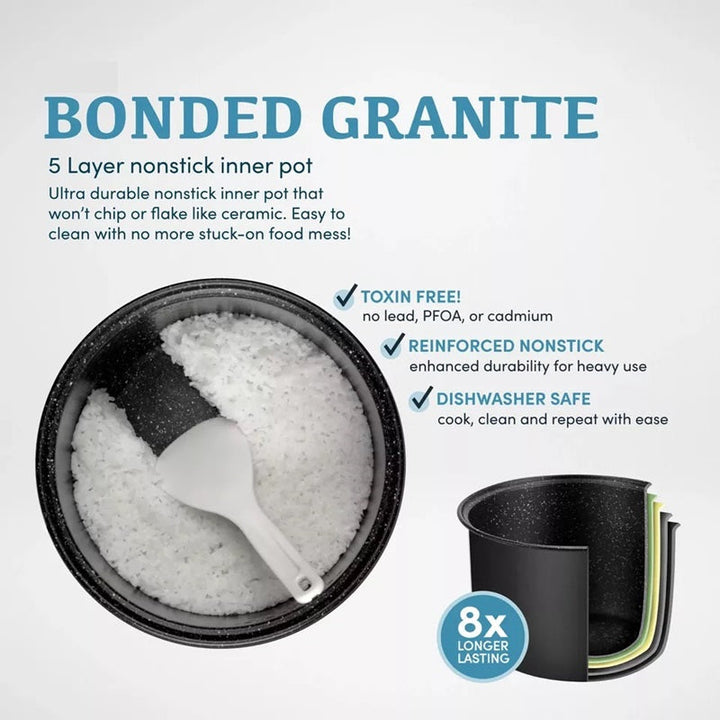 BowLift | 20-Cup Multifunctional Digital Rice Cooker – Stainless Steel with Sensor Logic Technology