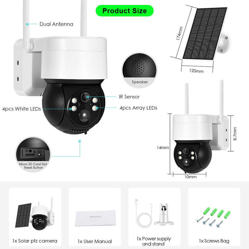 CCTV Solar Waterproof WiFi Camera with night vision Bowlift