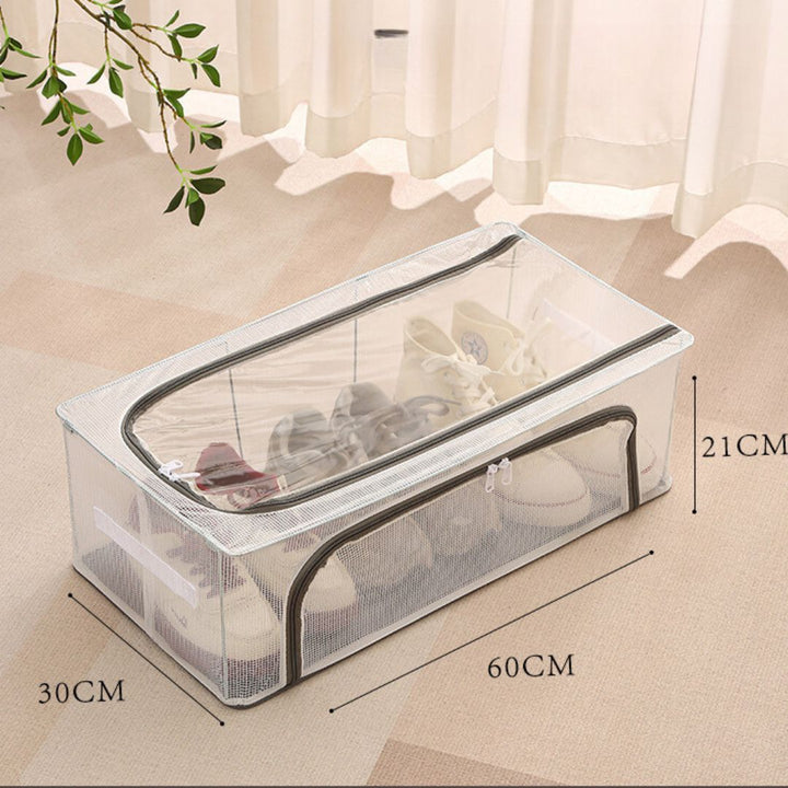 Foldable Shoe Storage Box with Clear Water-Resistant Design