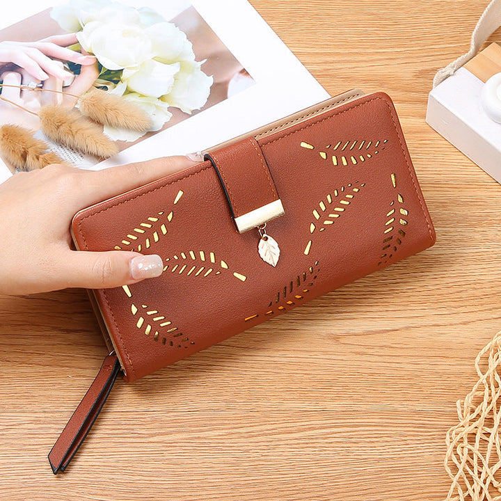 BowLift | Long wallet for women with leaf pattern