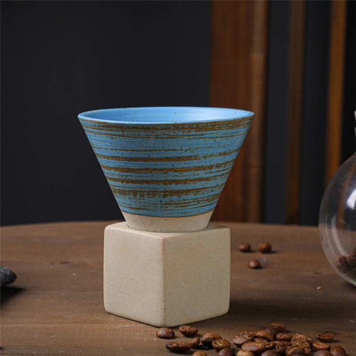 Coarse Pottery Coffee Mug with Base Conical Couture Cup & Base Set | Bowlift