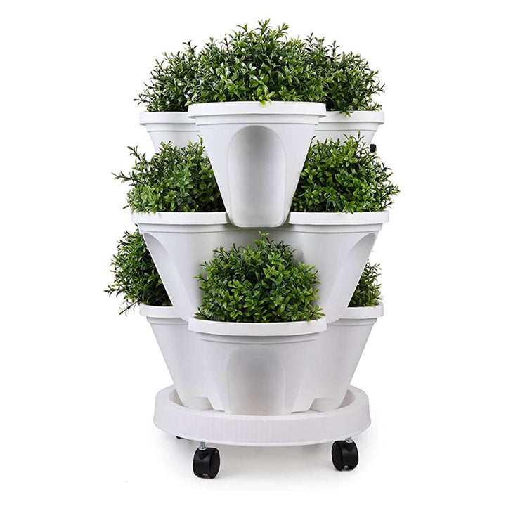 BowLift | Space-saving Stackable Plant Pots - StrawberryStack