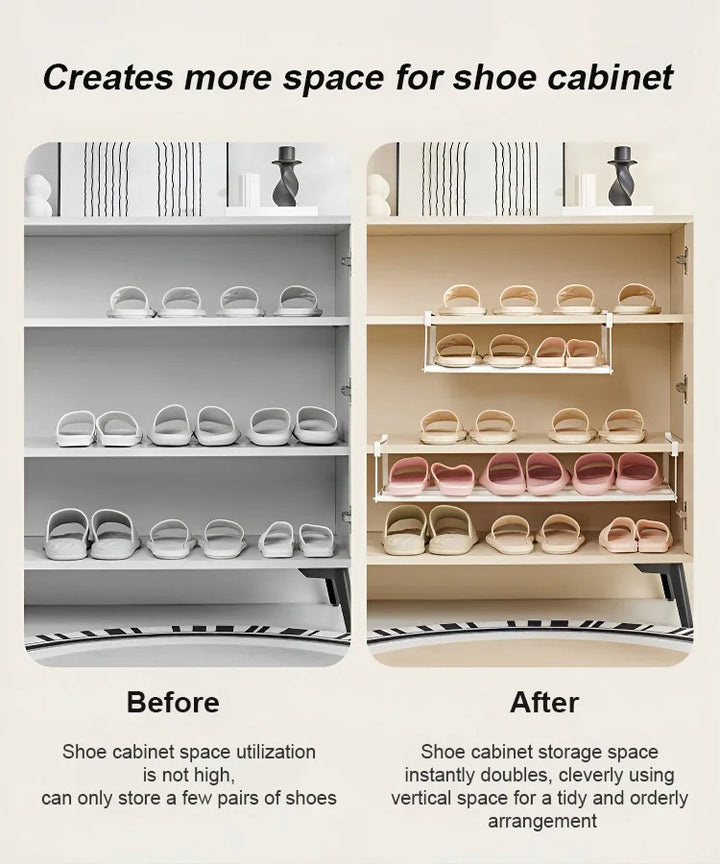 BowLift | Multifunctional shoe rack with clips in stainless steel for more space in the shoe closet