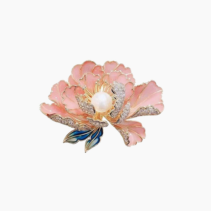 BowLift | Elegant enameled peony brooch for women