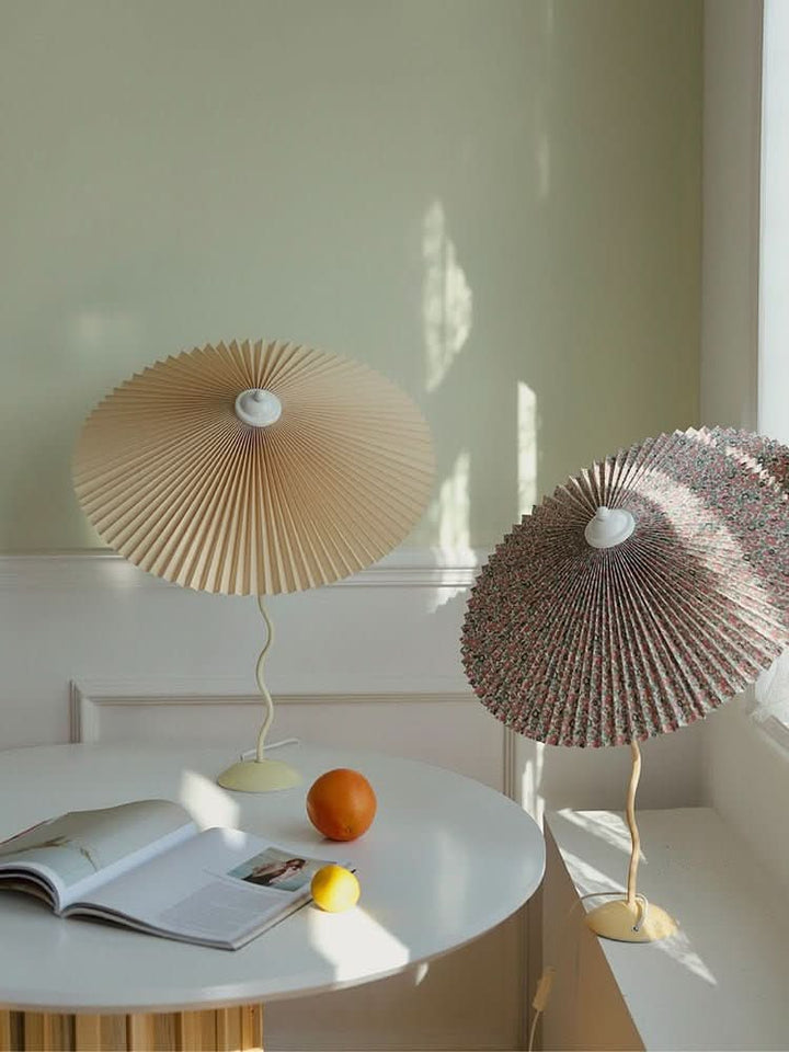 BowLift | Squiggle Umbrella Table Lamp – Modern Twirl Design with Chrome Finish