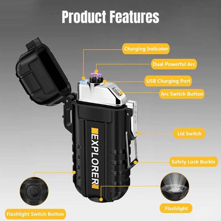 BowLift | Electric Double Arc Lighter | Rechargeable, Windproof & Ideal for Camping and Outdoor Adventures