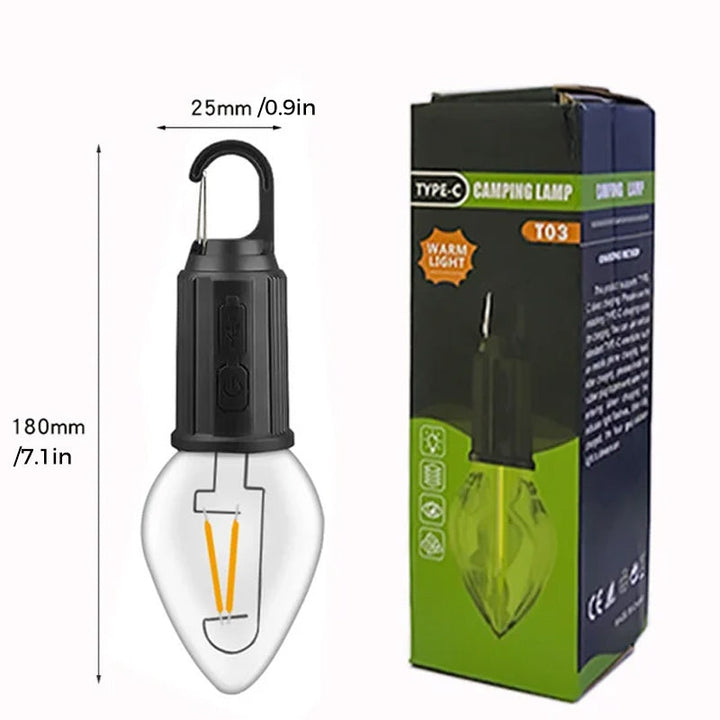 BowLift | New Outdoor Camping Hanging Type-C Charging Retro Bulb Light