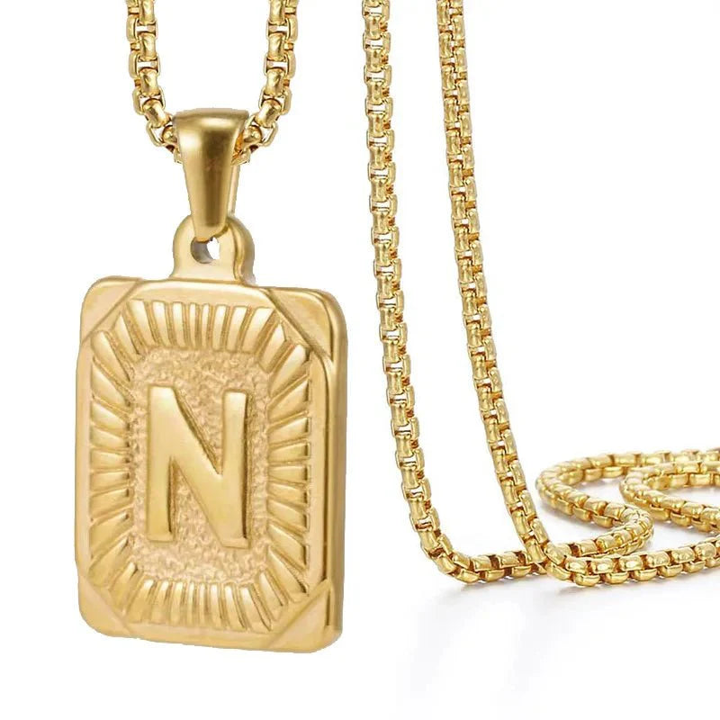 BowLift | Textured Rectangle Letter Initial Necklace