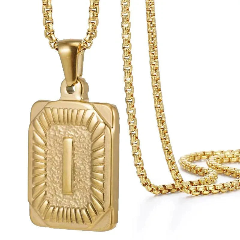 BowLift | Textured Rectangle Letter Initial Necklace