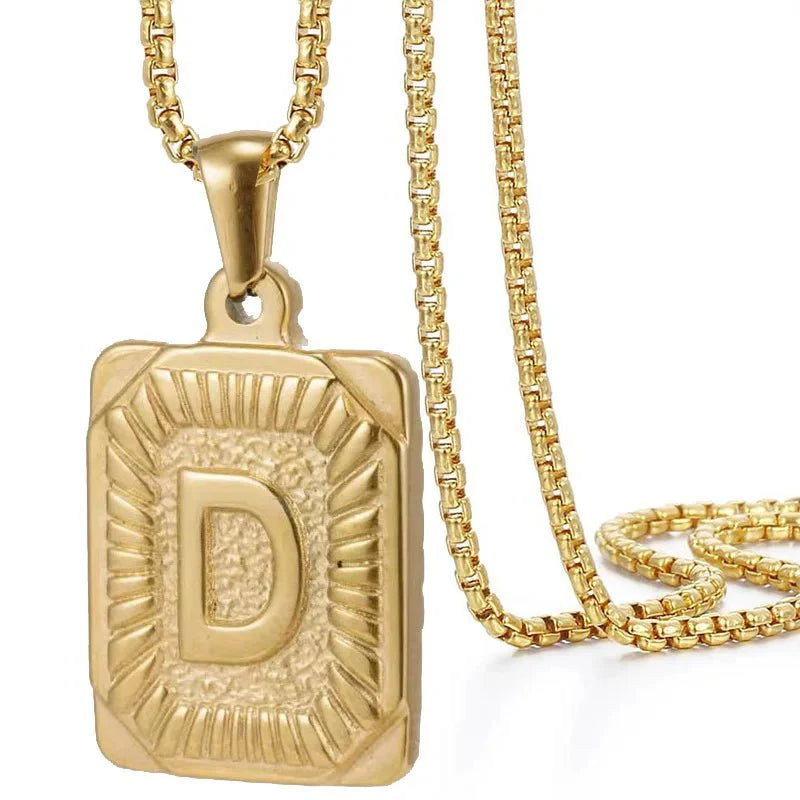 BowLift | Textured Rectangle Letter Initial Necklace
