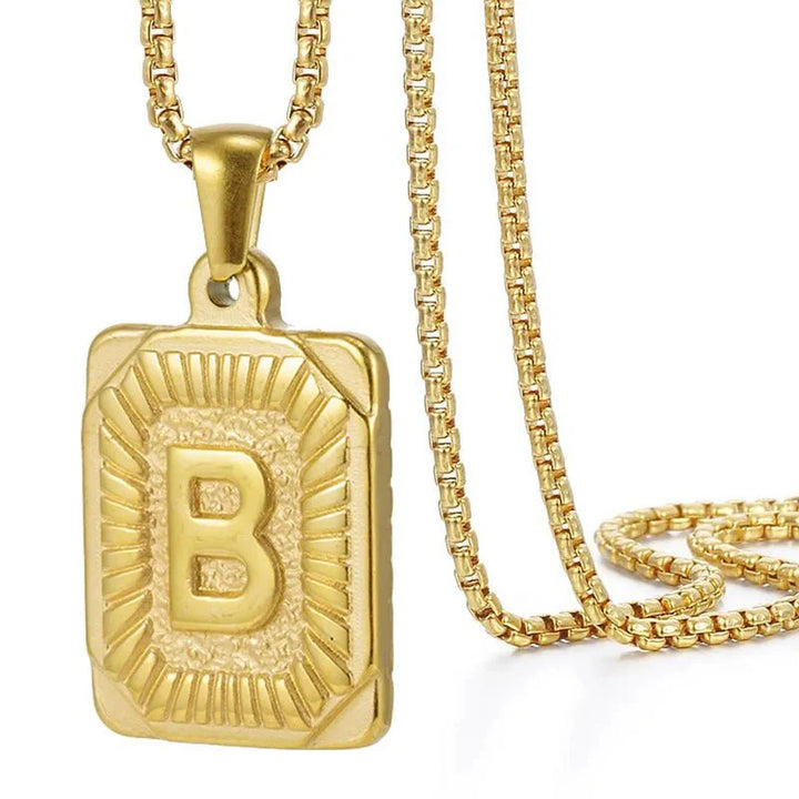 BowLift | Textured Rectangle Letter Initial Necklace