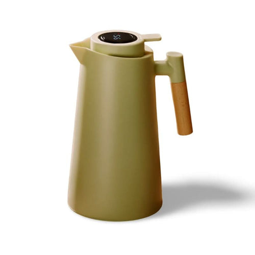 BowLift | Insulated Glass Thermo Jug – Temperature Display & Wood Handle