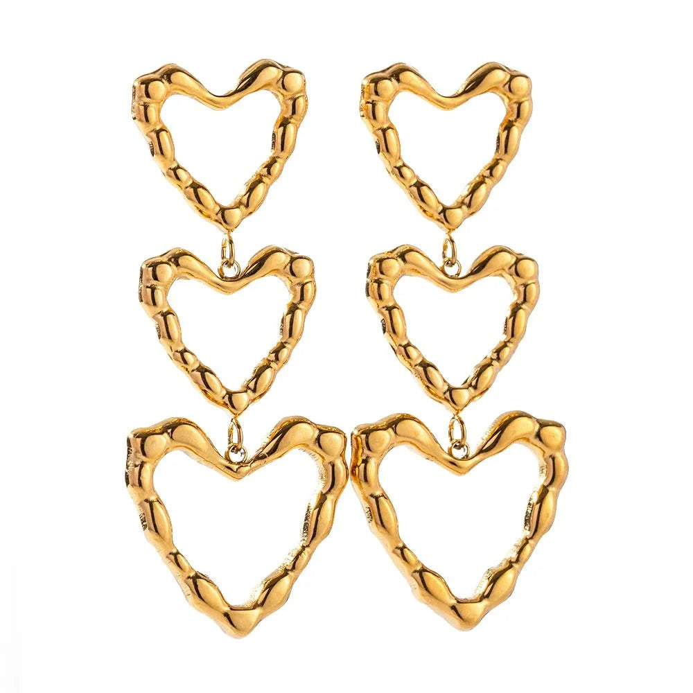 BowLift | Triple Outlined Hearts Drop Earrings