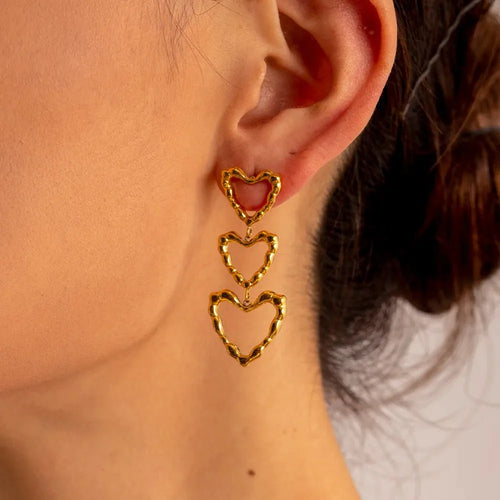 BowLift | Triple Outlined Hearts Drop Earrings