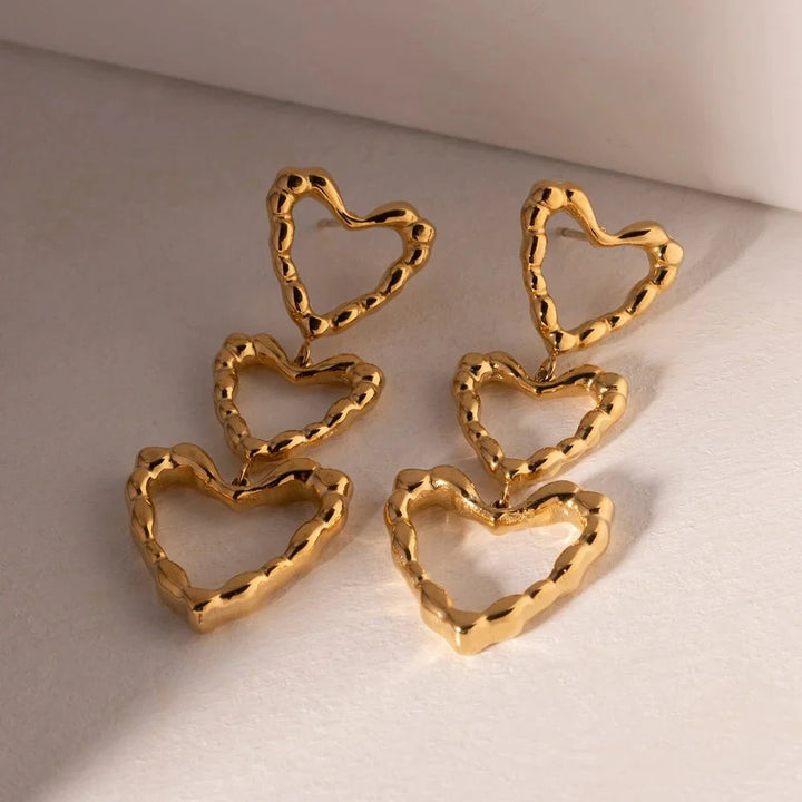 BowLift | Triple Outlined Hearts Drop Earrings