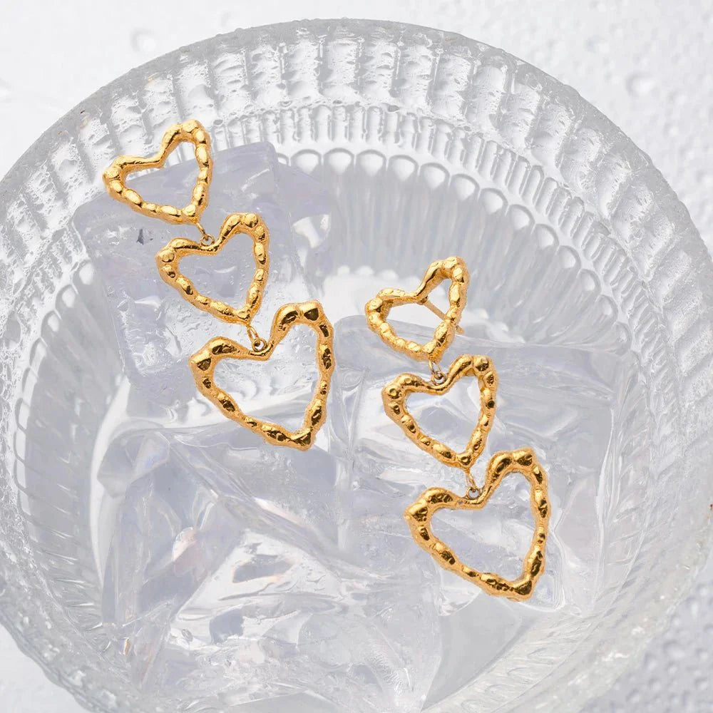 BowLift | Triple Outlined Hearts Drop Earrings
