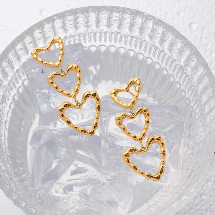 BowLift | Triple Outlined Hearts Drop Earrings