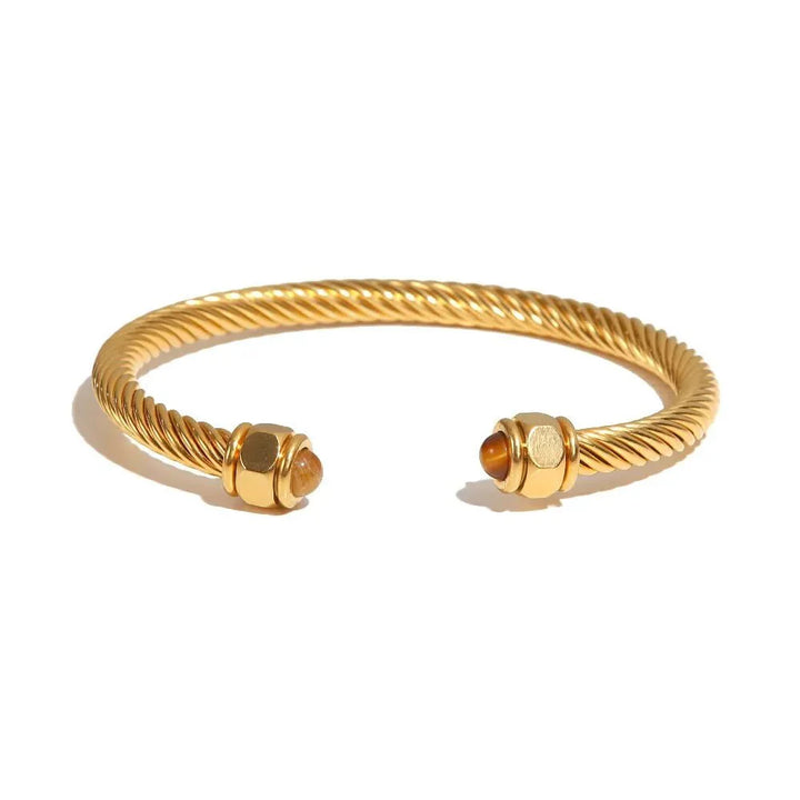 BowLift | Twisted Gem Stone Ends Bangle Bracelet