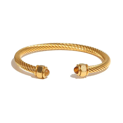 BowLift | Twisted Gem Stone Ends Bangle Bracelet