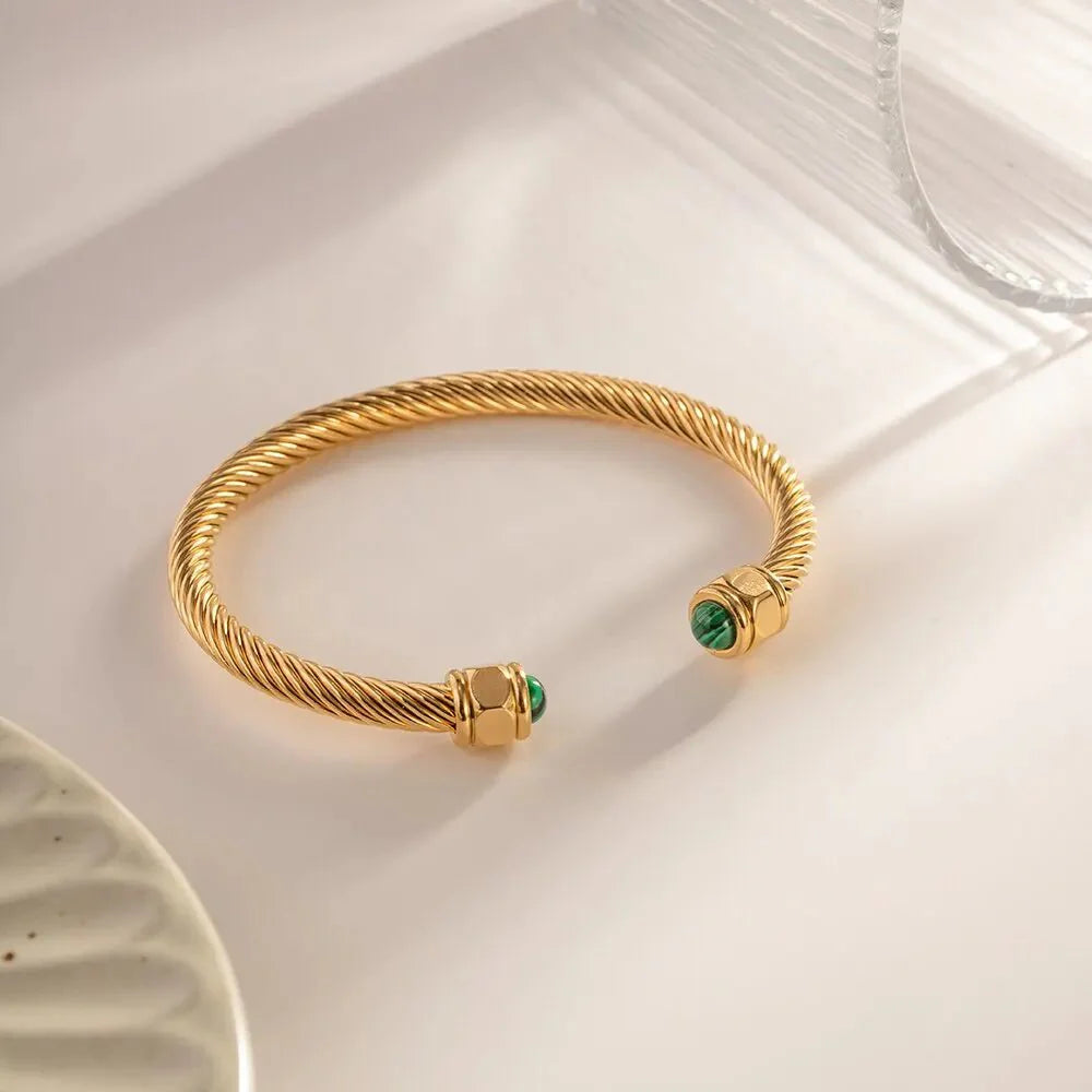 BowLift | Twisted Gem Stone Ends Bangle Bracelet