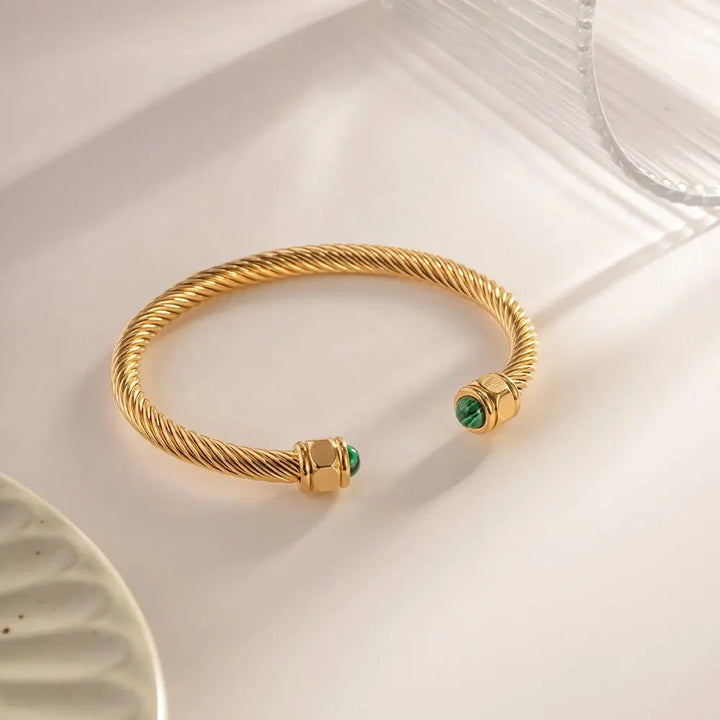 BowLift | Twisted Gem Stone Ends Bangle Bracelet