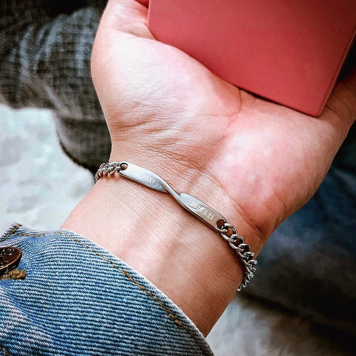BowLift | Twisted Name & Date Couples Bracelets