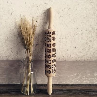 BowLift | No.1 Christmas Embossing Rolling Pin Engraved Reindeer Baking Cookies