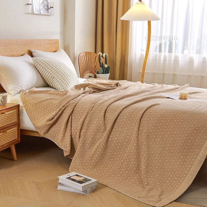 BowLift | Waffle Cotton Summer Bedspread Throw Blanket