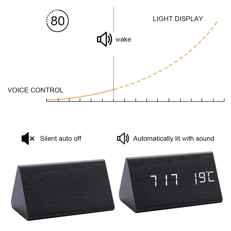 BowLift | Wooden LED Clock with Voice Control - EcoClock