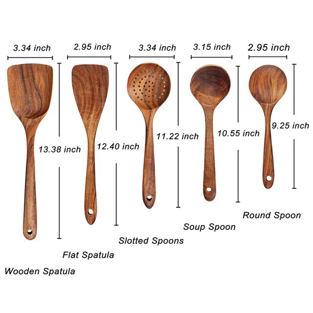 BowLift | Elegant Eco-Friendly Teak Utensil Collection for Every Chef - Non-Scratch & Easy to Clean